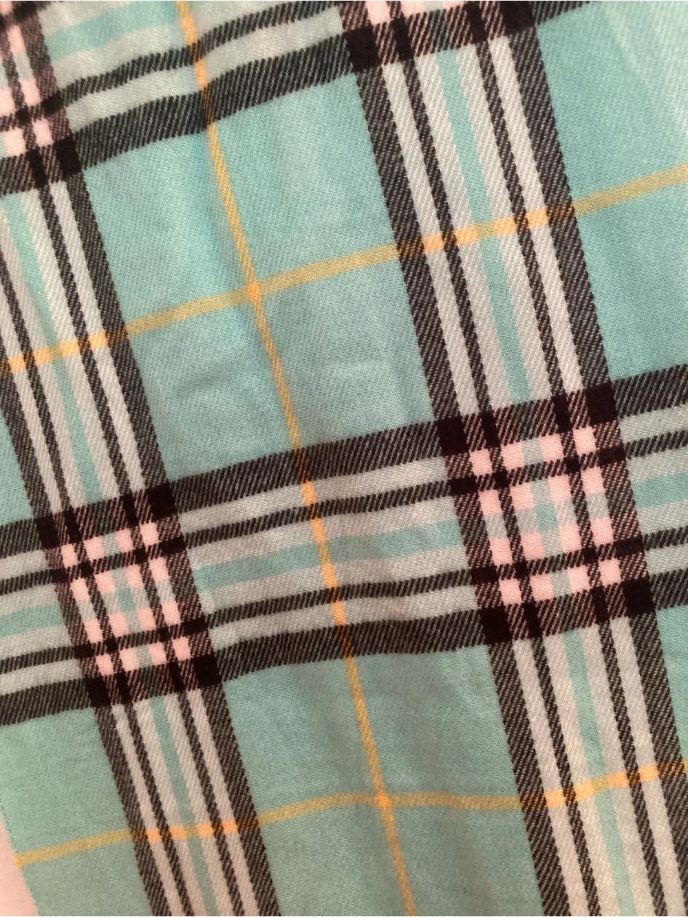 Turquoise Cashmere Feel Plaid Scarf with Fringe Size 76”x13”